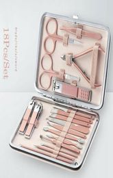 Nail Art Kits 18PCS Set Stainless Steel Manicure Kit Pedicure Grooming Clippers Tools Care For Men Womens Drop5494728