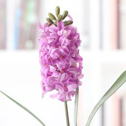 Decorative Flowers Coffee Shop Decor 3D Printed Fake Artificial Hyacinth Branches El Decoration Simulation Green Plants Pink