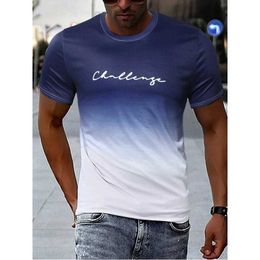 Men's T-Shirts Vintage Mens T-shirt 3D Gradient Print Short Sleeve Tops Summer Casual Street Fashion T Shirt Oversized Tee Shirt Men Clothes J240509