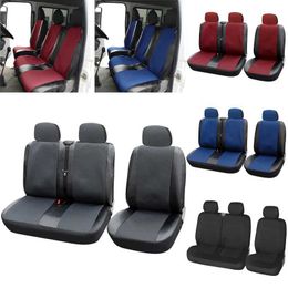 Car Seat Covers 1+2 Seat Covers Car Seat Cover for Transporter/Van Jacquard PU Leather For Renault Maste 2 For Peugeot For 1996 ford For VW T4 T240509