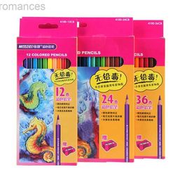 Pencils Marco colored pencils natural wood pencils with sharpeners cute school pencils childrens office school gifts 12/24/36 pieces d240510