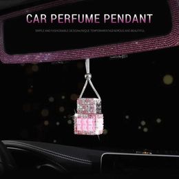 Interior Decorations New Car Hanging Air Freshener Empty Glass Bottle Perfume Rearview Mirror Ornament Car Stuff Bling Car Accessories for Woman T240509