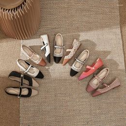 Casual Shoes Japanese Princess 2024Summer Style One Piece Mixed Strap Weave Mary Jane Single Shoe Woven Flat Sole