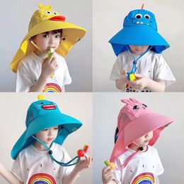 kids sunhat boys girls ultraviolet-proof child cap foldable breathable fisherman hat large size cap Wide Brim Hats with whistle