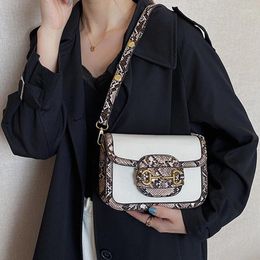 Bag Snake Skin Small Square For Women's Luxury PU Leather Shoulder Handbag With Lock Ladies All-match Designer Crossbody Sac