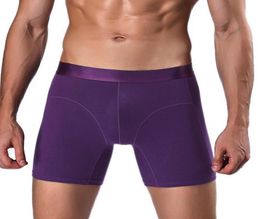 Underpants Four Seasons Men039s Soft Boxer Shorts Long Ice Silk Breathable Wearresistant Briefs Solid Color9893467