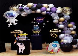 98pcslot Outer Space Party Astronaut Balloon Rocket Foil Balloon Arch Garland Theme Party Boy Kids Birthday Decor Helium Global T8135510