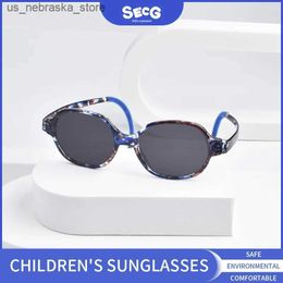 Sunglasses 2023 New SECG brand childrens sun ultraviolet protection sunglasses suitable for boys and girls large fashionable cool glasses Q240410