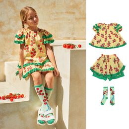 Kids Little Tomato printed clothes sets boys letter lapel short sleeve T-shirt loose shorts 2pcs summer girls casual outfits Z8044