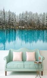 Wall Painting Custom Any Size Large Wallpaper for Living Room Lake water with Pine Trees Art Pography Europe Mural Home Decor905769596419