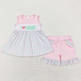 Clothing Sets Wholesale Baby Girls Clothes I Love Daddy Mom Boutique Kids Sibling Boys Outfits Cute Infant Romper