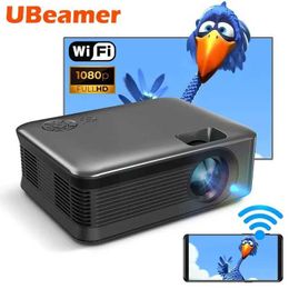 Projectors Ubeamer A30C Mini Projector Portable 3D Cinema WIFI Sync Android IOS Smartphone 4K 1080P Mobile Video Projector LED Smart Cinema J240509