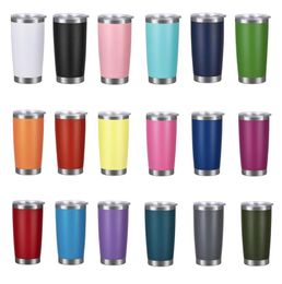 20oz Car cups Stainless Steel Tumblers Cups Vacuum Insulated Travel Mug Metal Water Bottle Beer Coffee Mugs With Lid 18 Colors2846397