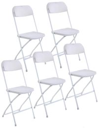 New Plastic Folding Chairs Wedding Party Event Chair Commercial White4956167