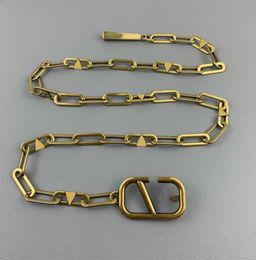 Womens Designers Chains Belts Fashion Luxury Designer Link Belt For Women Letter V Buckle Waist Chain Vintage Gold Waistband Bronz6441682