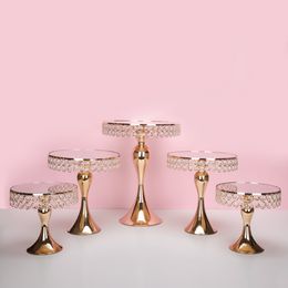 7pcs set Luxury Gold Crystal cake holder stand cake decorated wedding cake pan cupcake sweet table candy bar table Centrepieces decorat 262h