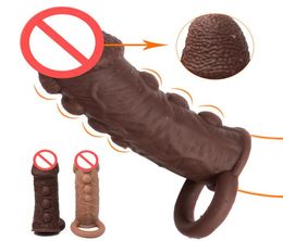 Latest Silicone Penis Enlargement Sleeve With Grain Extender Cock Extension Enhancer Male Reusable Delay Gonobolia Ring Adult Men 7931286