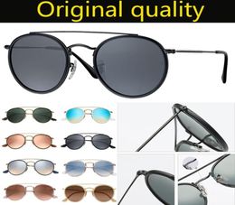 Fashion Sunglasses Womens Round Double Bridge Sunglass Women Mens Sun Glasses Uv Protection Lenses with High Quality Leather Case 3776979