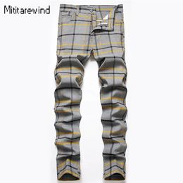 British Style Classic Plaid Pants Men Sport Casual High Stretch Pants Cotton Mid-waist Pencil Pants Y2k Fashion Streetwear Youth 240509