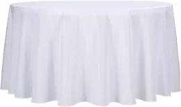 Table Cloth Ascoza 12pack 120 Inch White Round Tablecloth In Polyester Fabric For Wedding/Banquet/Restaurant/Parties