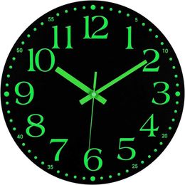 Wall Clocks Luminous wall clock 12 inch silent sterile battery powered bedroom lighting decoration Q240509