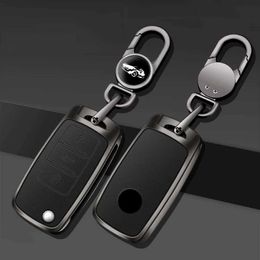 Car Key Zinc Alloy+Leather Car Key Case Fob For VW Volkswagen Polo Golf Passat Beetle Caddy Tiguan Skoda Octavia Kodiaq Seat Leon Altea T240509