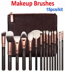 Makeup Brushes 15 pcs Set Rose Gold brush bag Professional Face and Eye Shadow Make Up Tools Eyeliner Powder Foundation Blending4997625