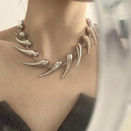 Chains Punk Thick Metal Chili Thorns Splicing Water Droplets Choker Necklace For Women Girls Fashion Show Party Jewelry Gift Wholesale