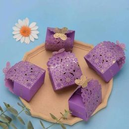 3Pcs Gift Wrap 5Pcs Butterfly Wedding Party Gift Boxes Purple Blue Wedding Decoration Chocolates Candy Box Favors Birthday Party Supplies