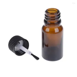Storage Bottles 10ml Empty Cosmetic Containers Nail Polish Bottle With A Lid Brush Travel On Business Small Round Glass Essential