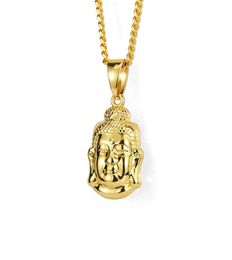 Fashion Men Small Buddha Pendant Necklace Rock Micro Hip Hop Mens Jewellery Golden Silver Chain Necklaces For Gifts1974381
