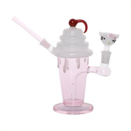 Clear Warehouse Network Red Pink Ice Cream Style Bong Glass Water Pipe Bag, Ladies Pink Cute Water Pipe Bottle