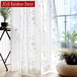 Korean White Embroidered Voile Curtains For Bedroom Window Curtain Living Room Sheer Blinds Custom Made Drapes 240430