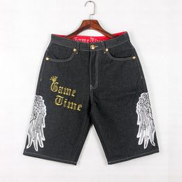 Loose Plus Size Medium Pants vintage jeans Seven Points Jeans Male Fashion Youth Straight Leg Casual Denim Shorts daily outfit punk rock hip-hop