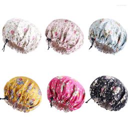 Berets Baby Adjustable Double Layer Satin Bonnet Floral Printed Night Sleep Cap Hair Care Turban Children Girls Headwear