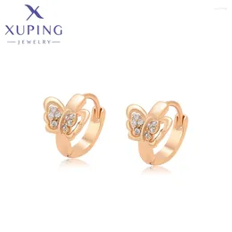Hoop Earrings Xuping Jewellery Arrival Charm Butterfly Baby Earring Gold Plated For Women Lady Trendy Stone Party Gift