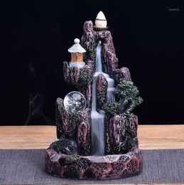 Fragrance Lamps LED Waterfall Backflow Incense Burner Glowing Ball Home Holder WY6033216377005