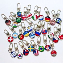 keychains lanyards Cross border small commodities, European and American foreign trade World Cup keychain, football flag pendant, metal stainless steel gift pe