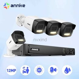 IP Cameras ANNKE 12MP Dual Light Intelligent Video Monitoring Kit 2/4PCS POE Camera with 4K NVR Smart Home Camera 8CH NVR Outdoor Built in Microphone d240510