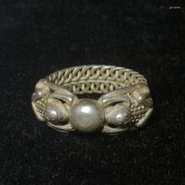 Decorative Figurines Collection Ancient China Tibet Silver Carving Lovely Frog Statue Ring Decoration