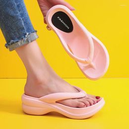 Slippers Eva Thong Flip Flops Women Platform Summer 2024 Thick Sole Beach Pillow Slides Clip Toe Arch Support Wedges Sandals