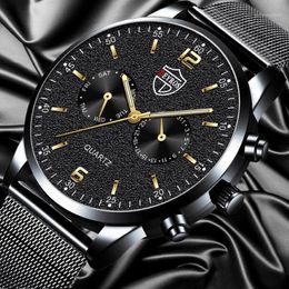 Wristwatches Relogio Masculino Luxury Business Mens Watches Stainless Steel Mesh Belt Quartz Leather Sports Wrist Watch Men Luminous Cl 323L