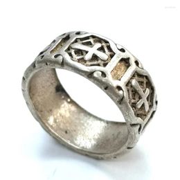 Decorative Figurines Unique Collection Old Chinese Tibet Silver Carving Ring Decoration Trinket Gift