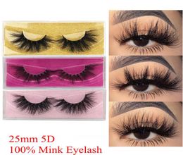 100 Real Mink Eyelashes 25 mm 3D5D Mink Lashes Handmade Long Dramatic Volume Soft Wispy Fluffy Fake Lashes Mink Eyelash Makeup E4545657