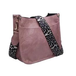 Evening Bags Vintage PU Leather Leopard Crossbody Bag Women Shoulder Strap Ladies Messenger Solid Color Female Designer Handbag 253B