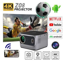 Projectors Z08 Android/iOS 4K Projector Full HD 1080P 4K Video Dolby Audio Home Theatre Autofocus Keystone 5G WiFi Portable Projector Toy J240509