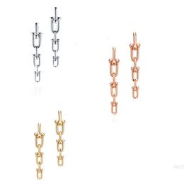 Designer Jewelry Tiffanyjewelry t Home Precision High Quality Horseshoe Buckle Earrings New Product Fashionable Long U-shaped Earrings Popular on the Internet