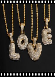 Hip Hop AZ Nome personalizado Cartas de bolhas de colares pendentes de charme para homens mulheres Gold cubic zircon Hip Hop Gifts Pingnd Pingnder Deckl8504716