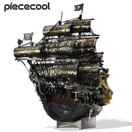 Piececool 3D Metal Puzzle The Queen Annes Revenge Jigsaw Pirate Ship DIY Model Building Kits Toys for Teens Brain Teaser 240509