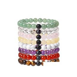 Beaded Natural Stone Beads Bracelet Diffuser Quartz Semi-Precious Healing Women Men Uni Gemstone Yoga Energy Jewellery Drop D Dhgarden Dhfh3